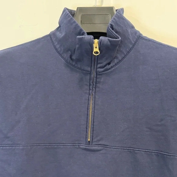 Navy Blue Men's Quarter-Zip Sweatshirt - Picture 2 of 4
